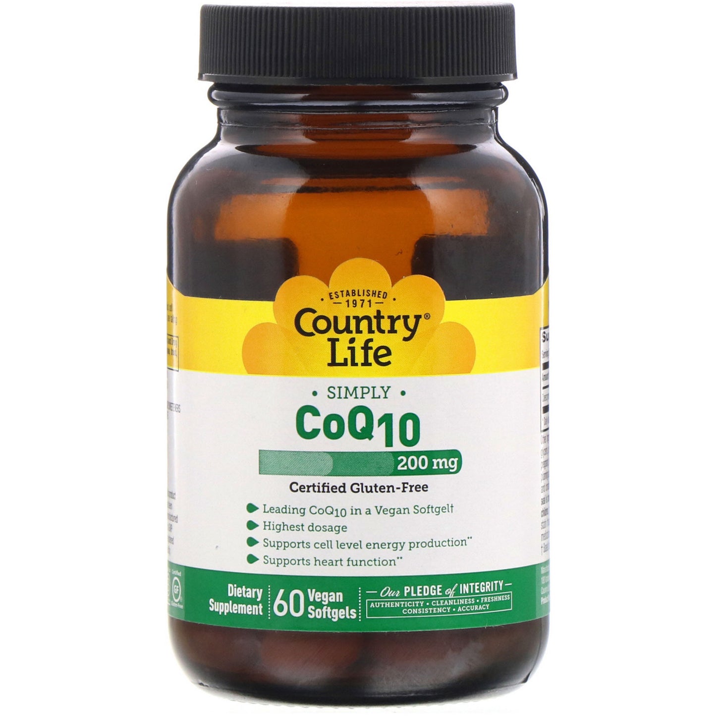 Country Life, COQ-10 200 mg, 60 Softgels UPC 015794035138 | Hilife Vitamins