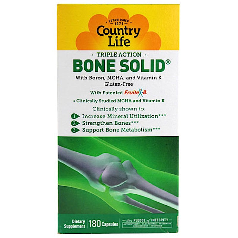 Country Life, Bone Solid, 180 Capsules UPC 015794050339 | Hilife Vitamins