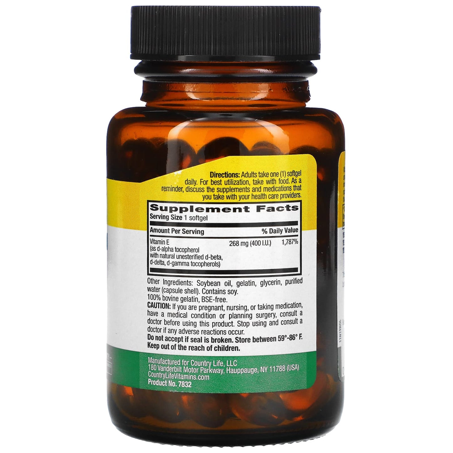 Country Life, Vitamin E Complex, 90 Softgels UPC 015794078326 | Hilife Vitamins