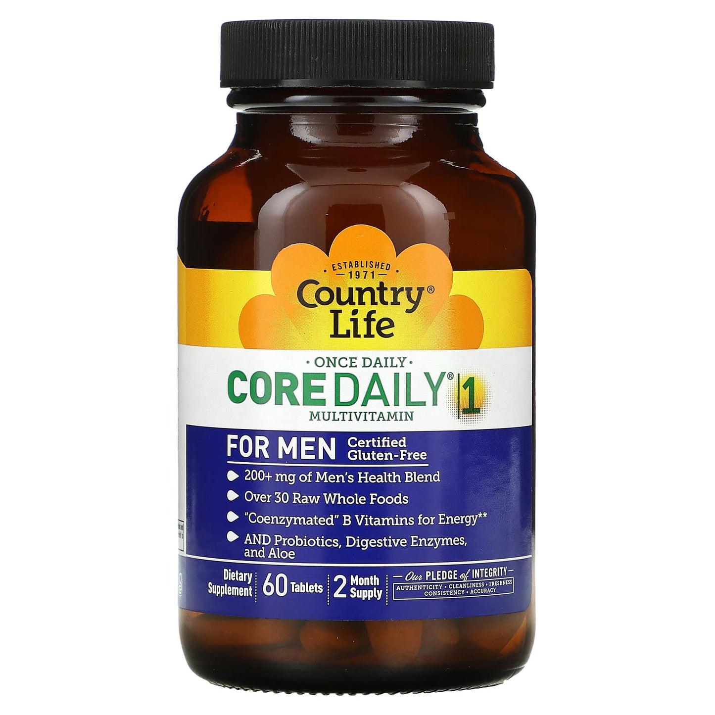 Country Life, Core Daily 1, Multivitamin, For Men, 60 Tablets UPC 015794081906 | Hilife Vitamins