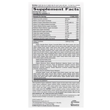 Country Life, RealFood Organics, Multivitamin For Men, 60 Easy-to-Swallow Tablets UPC 015794091257 | Hilife Vitamins