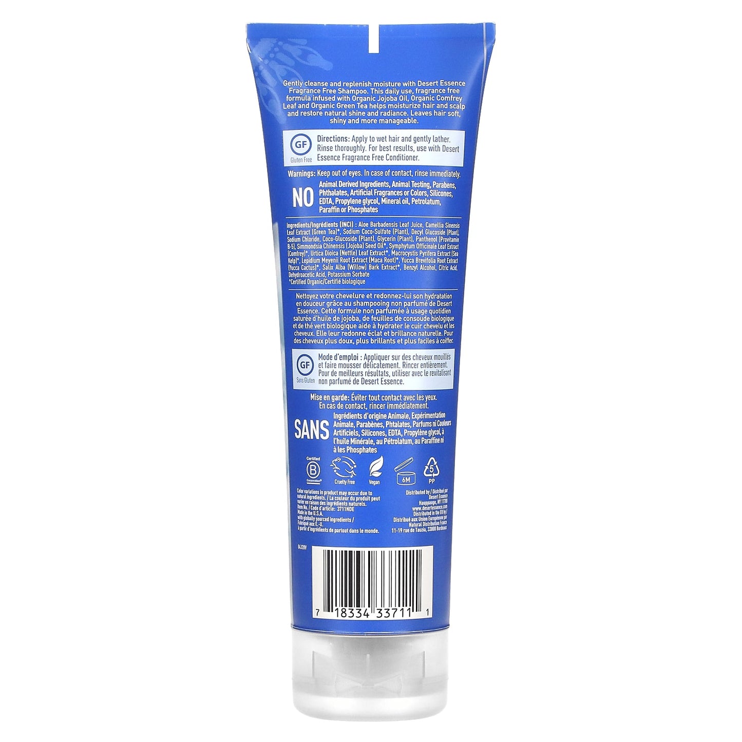 Desert Essence, Organics Unscented Shampoo, 8 Oz UPC 718334337111 | Hilife Vitamins