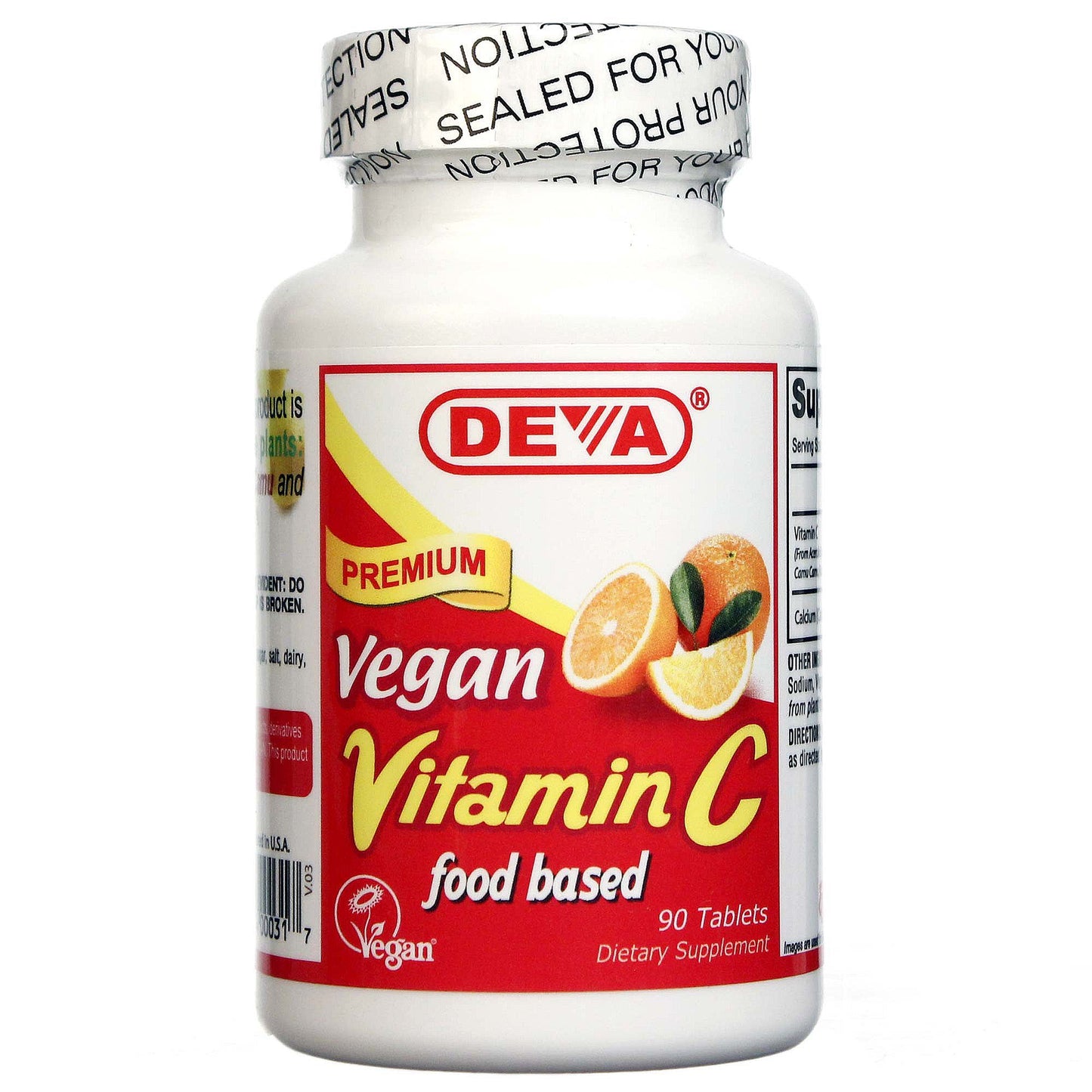 Deva Vegan, Vegan Vitamin C Food Based, 90 Tablets UPC 895634000317 | HiLife Vitamins