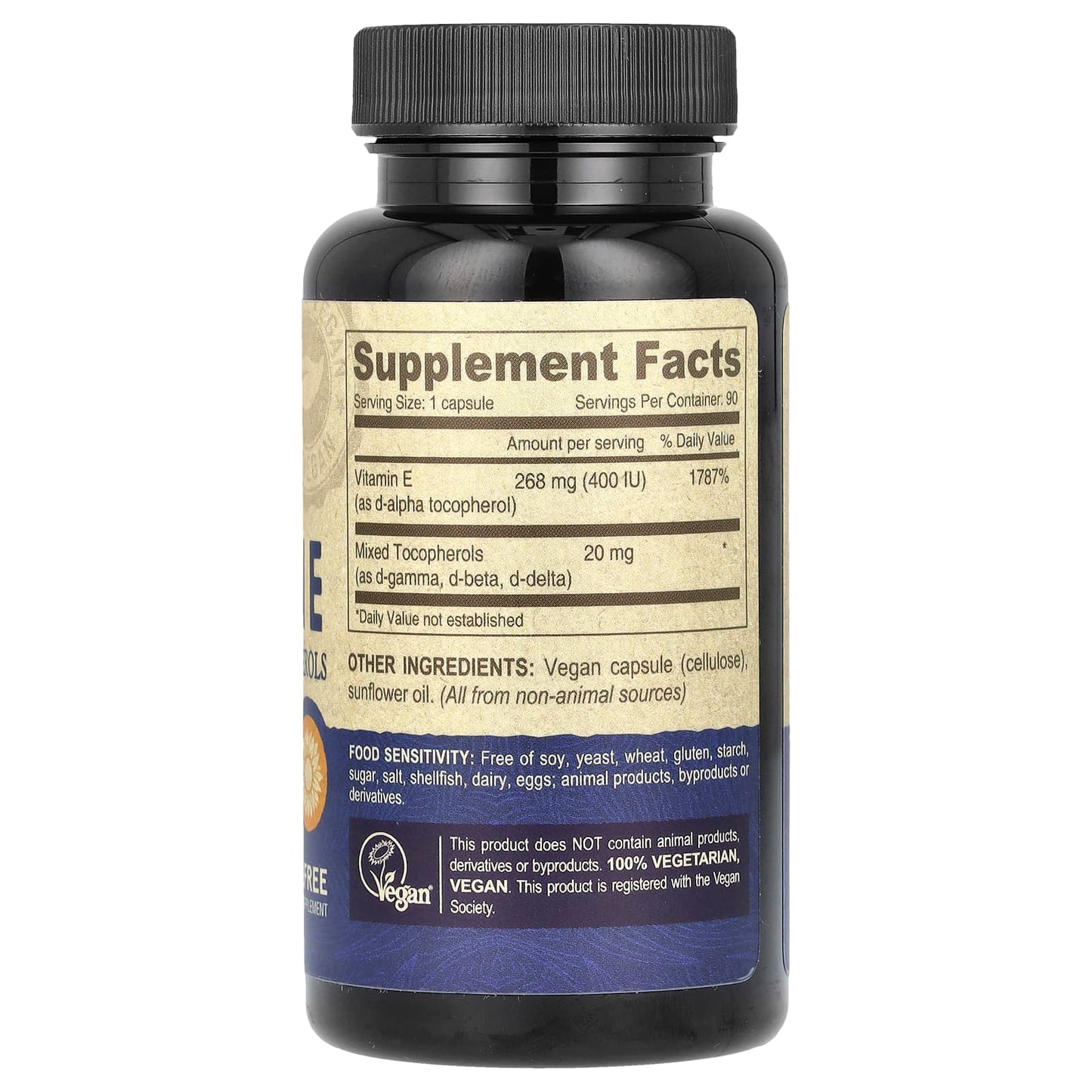 Deva Vegan, Vegan E 400 IU-Mixed Tocop, 90 Capsules UPC 895634000324 | Hilife Vitamins