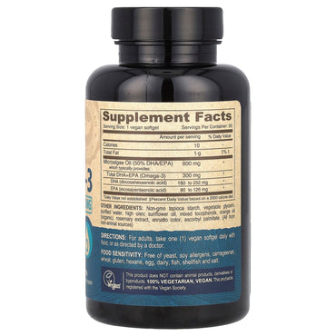 Deva Vegan, Vegan Omega-3, DHA-EPA, 300 mg, 90 Softgels UPC 895634000409 | Hilife Vitamins