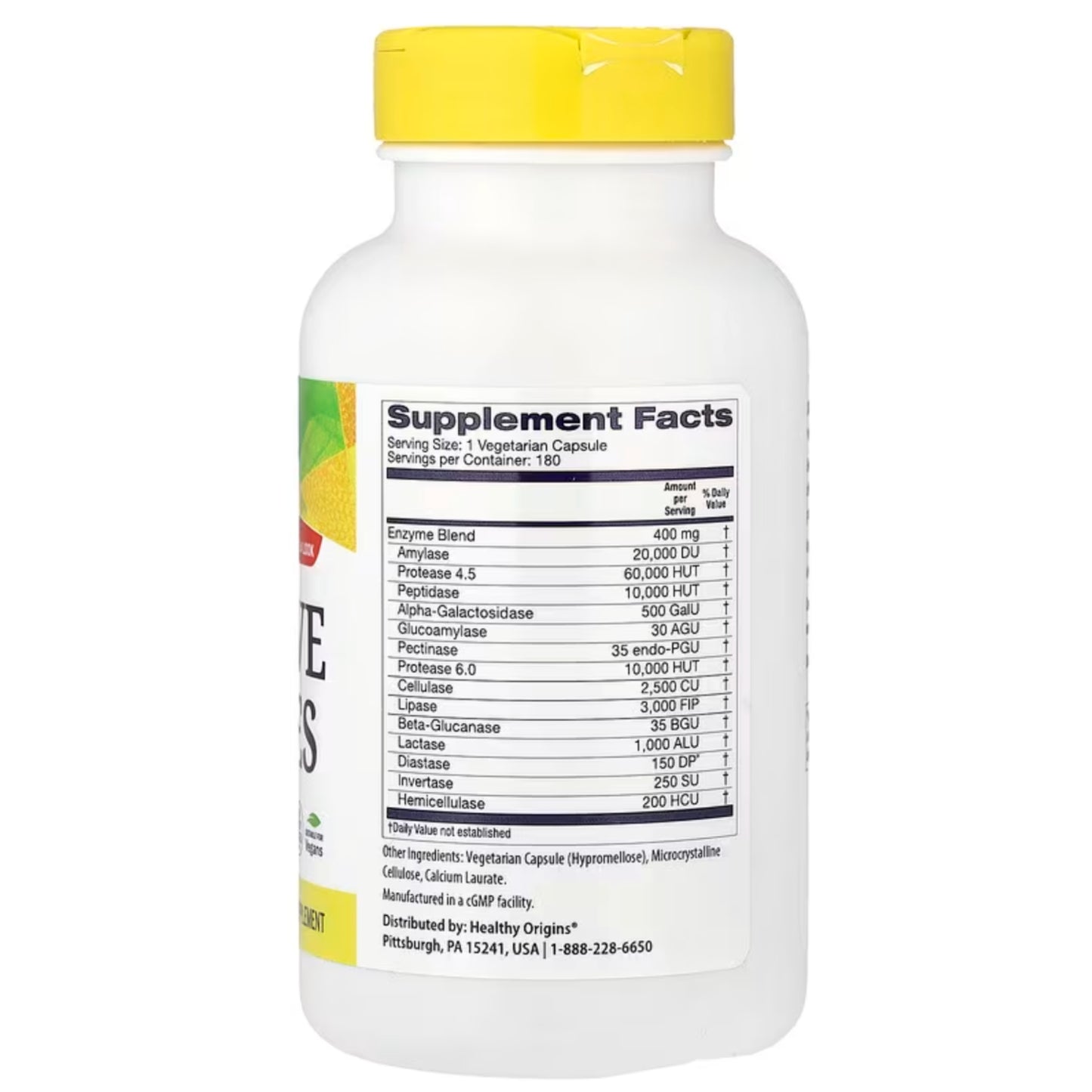 Healthy Origins, Digestive Enzymes Broad Spectrum, 180 Veggie Caps UPC 603573857363 | HiLife Vitamins