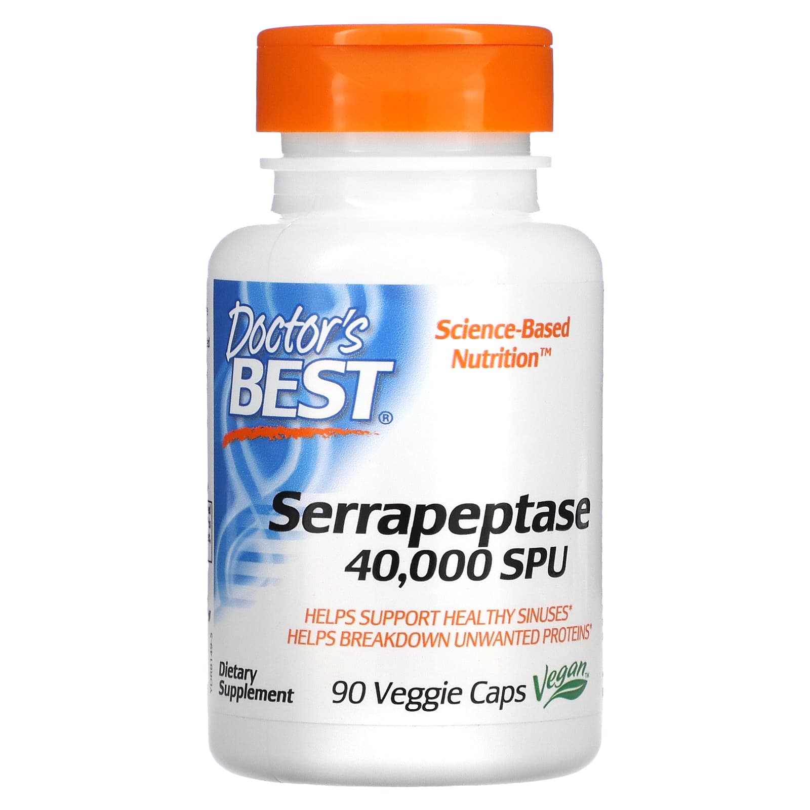 Doctor’s Best, Serrapeptase, 40,000 SPU, 90 Capsules UPC 753950001497 | HiLife Vitamins