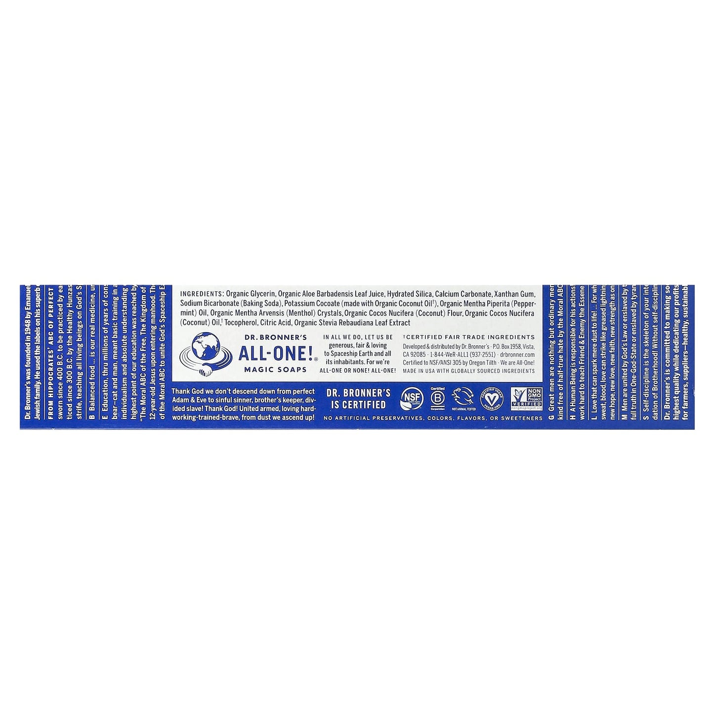 Dr. Bronner’s, All-One Toothpaste Peppermint, 5 Oz UPC 018787500712 | Hilife Vitamins
