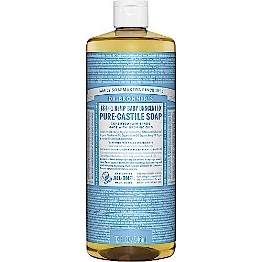 Dr Bronner’s, Organic Castile Liquid Soap Baby Mild, 32 Oz UPC 018787772324 | Hilife Vitamins