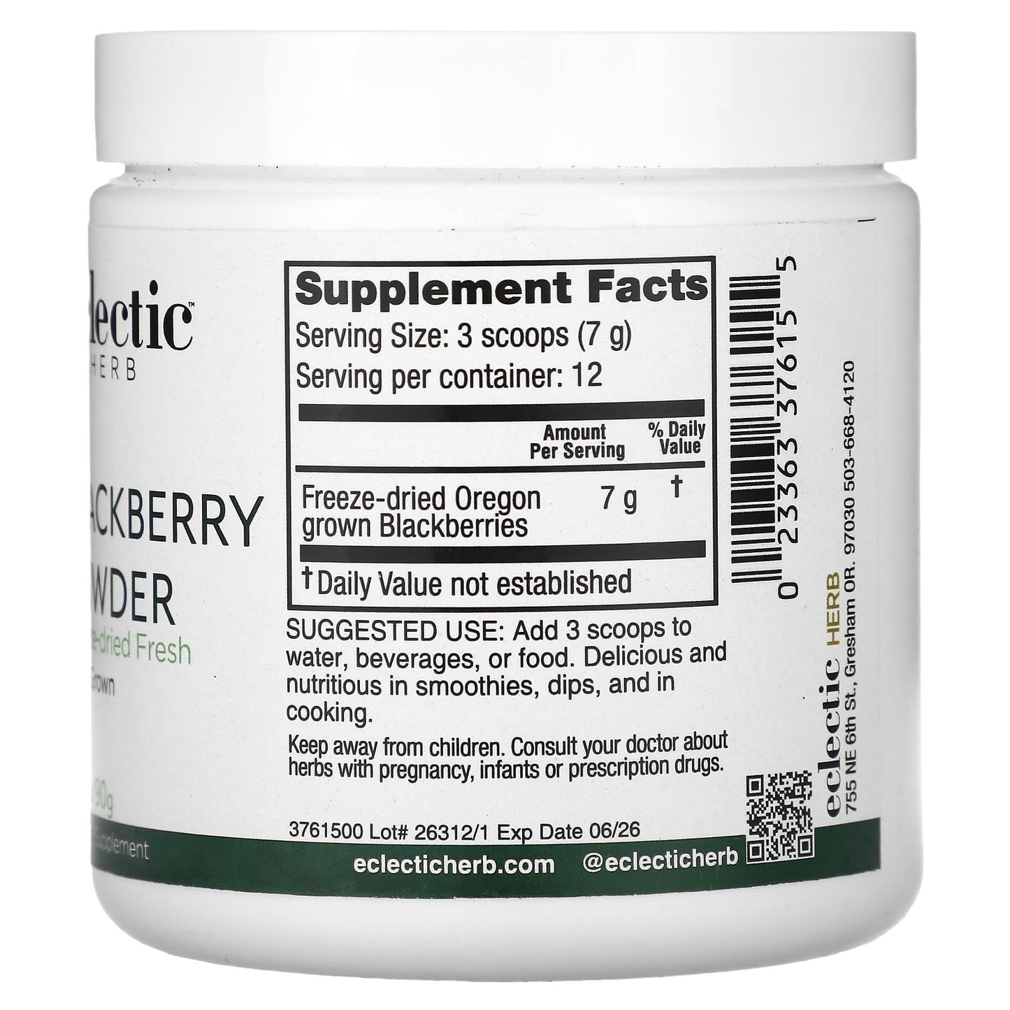 Eclectic Herb, Blackberry FDP 90gram, 90 GRAM UPC 023363376155 | HiLife Vitamins