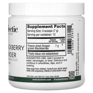 Eclectic Herb, Blackberry FDP 90gram, 90 GRAM UPC 023363376155 | HiLife Vitamins