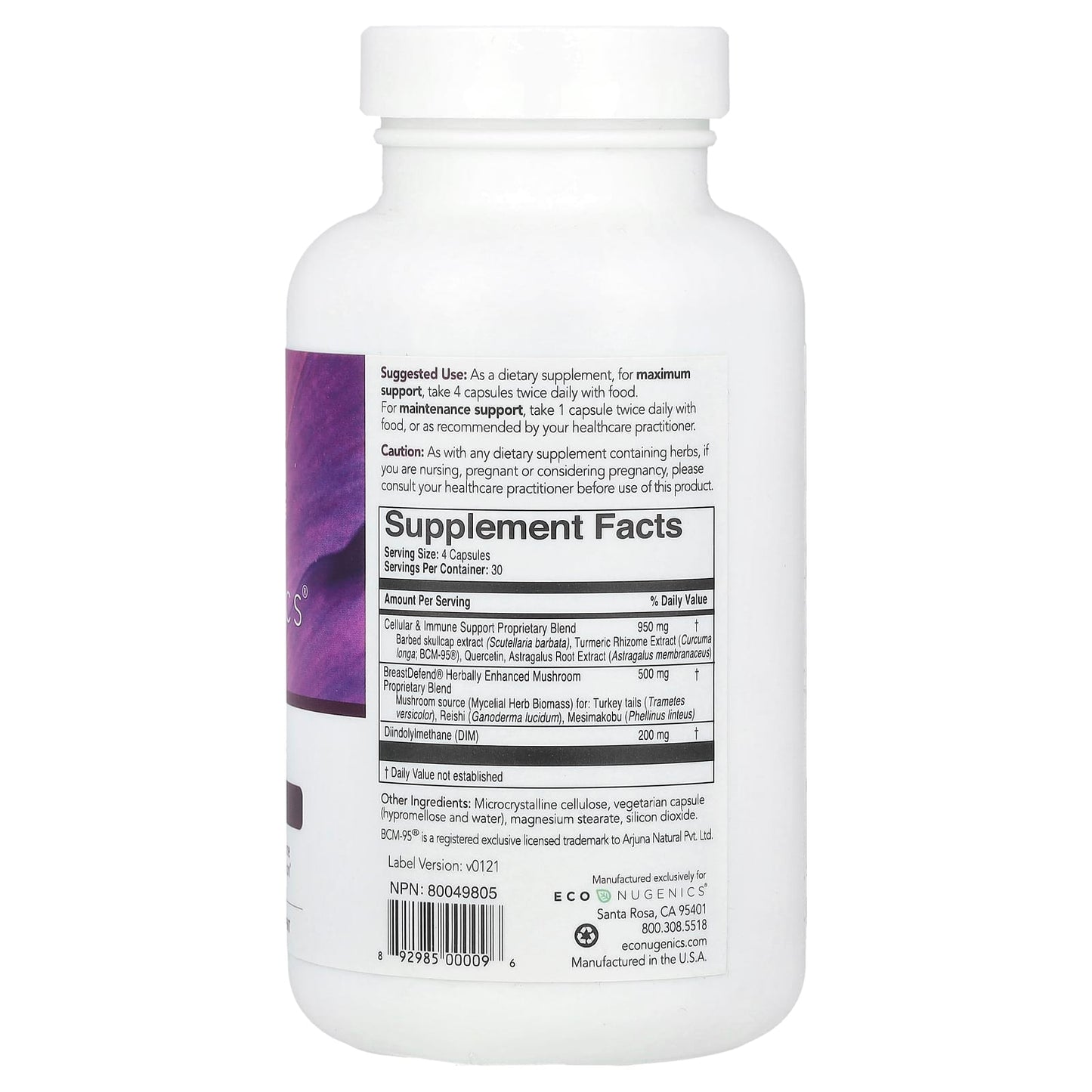 EcoNugenics, BreastDefend®, 120 Vegetarian Capsules UPC 892985000096 | HiLife Vitamins