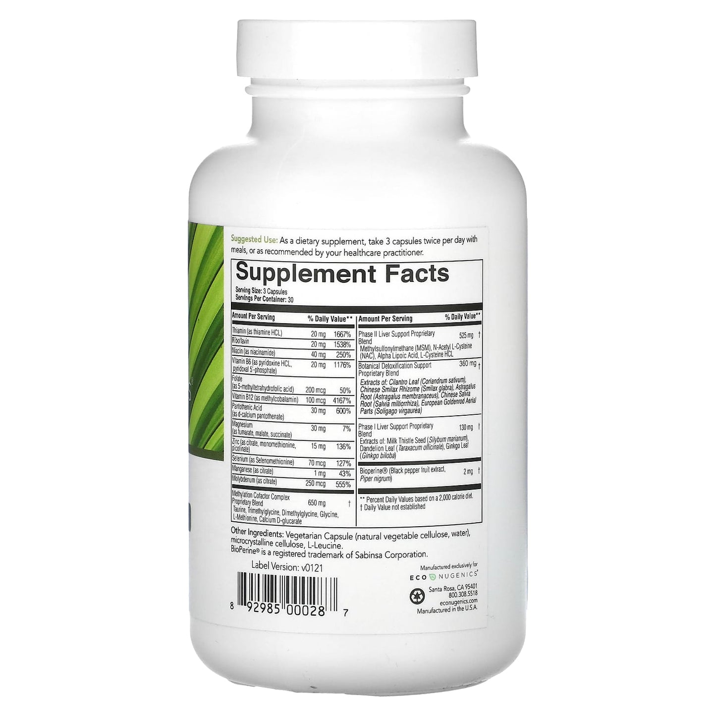 Econugenics, EcoDetox, 90 Vegetarian Capsules UPC 892985000287 | HiLife Vitamins