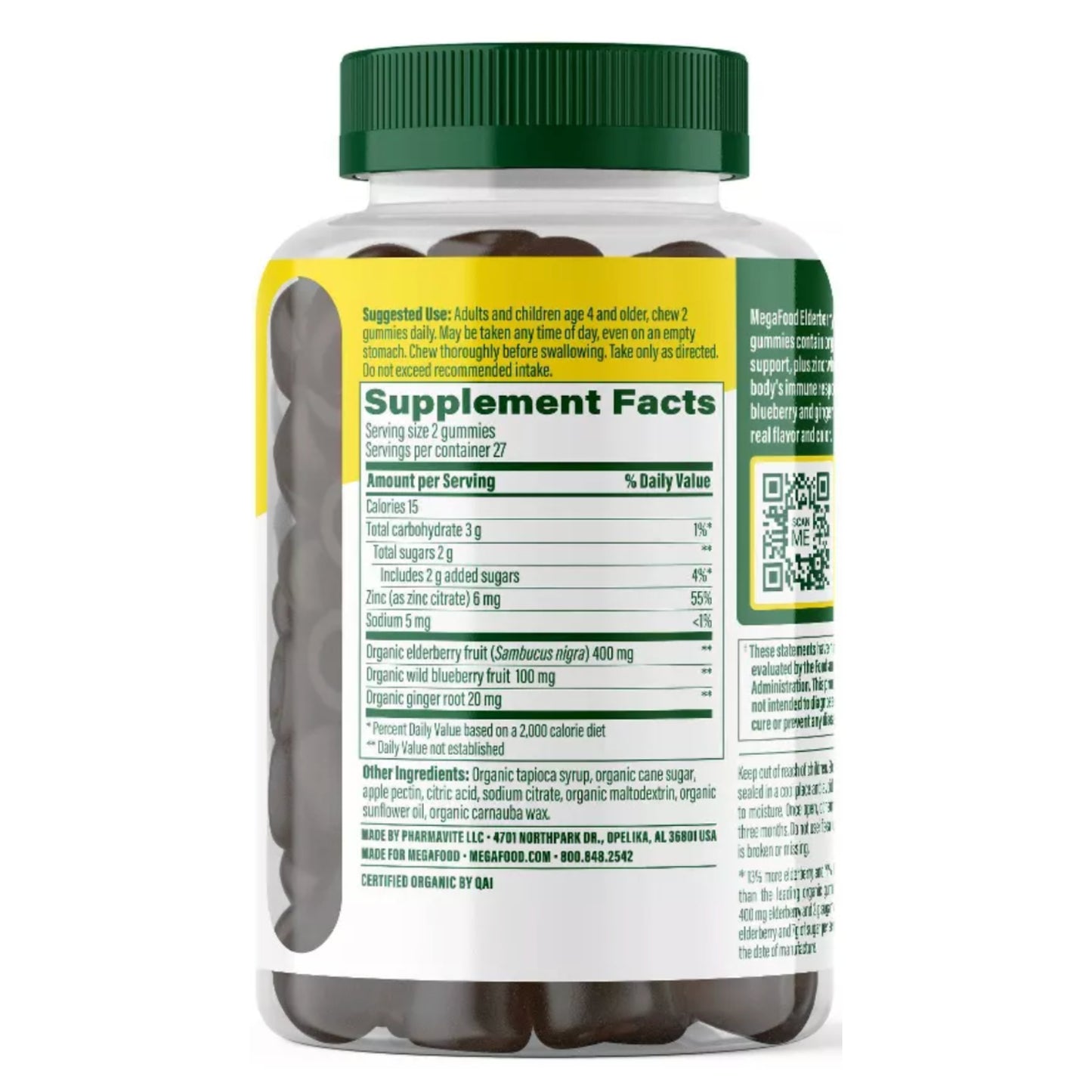 Megafood, Elderberry Immune Support, Berry, 54 Gummies UPC 051494104149 | HiLife Vitamins