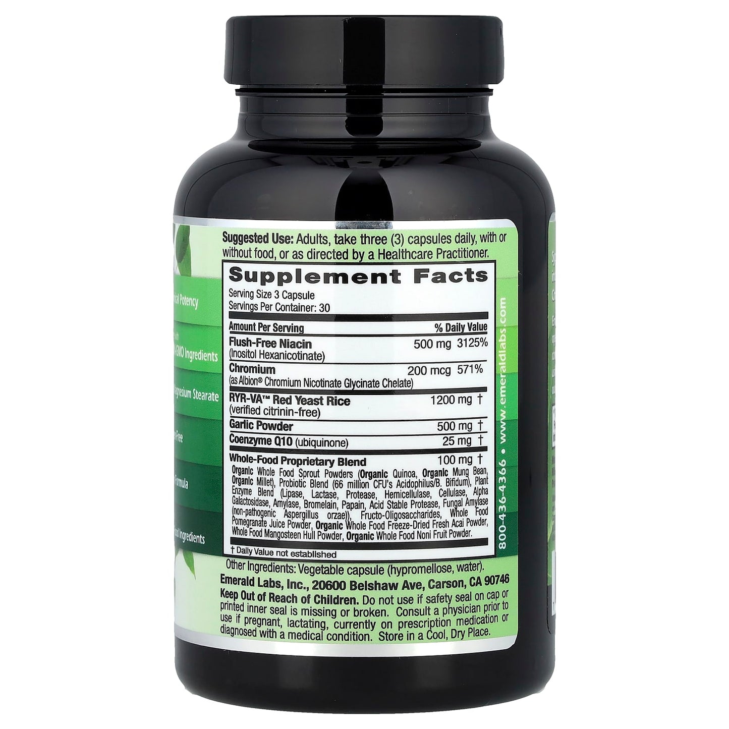 Emerald Laboratories, Cholesterol Health, 90 Vegetable Capsules UPC 743650002252 | HiLife Vitamins