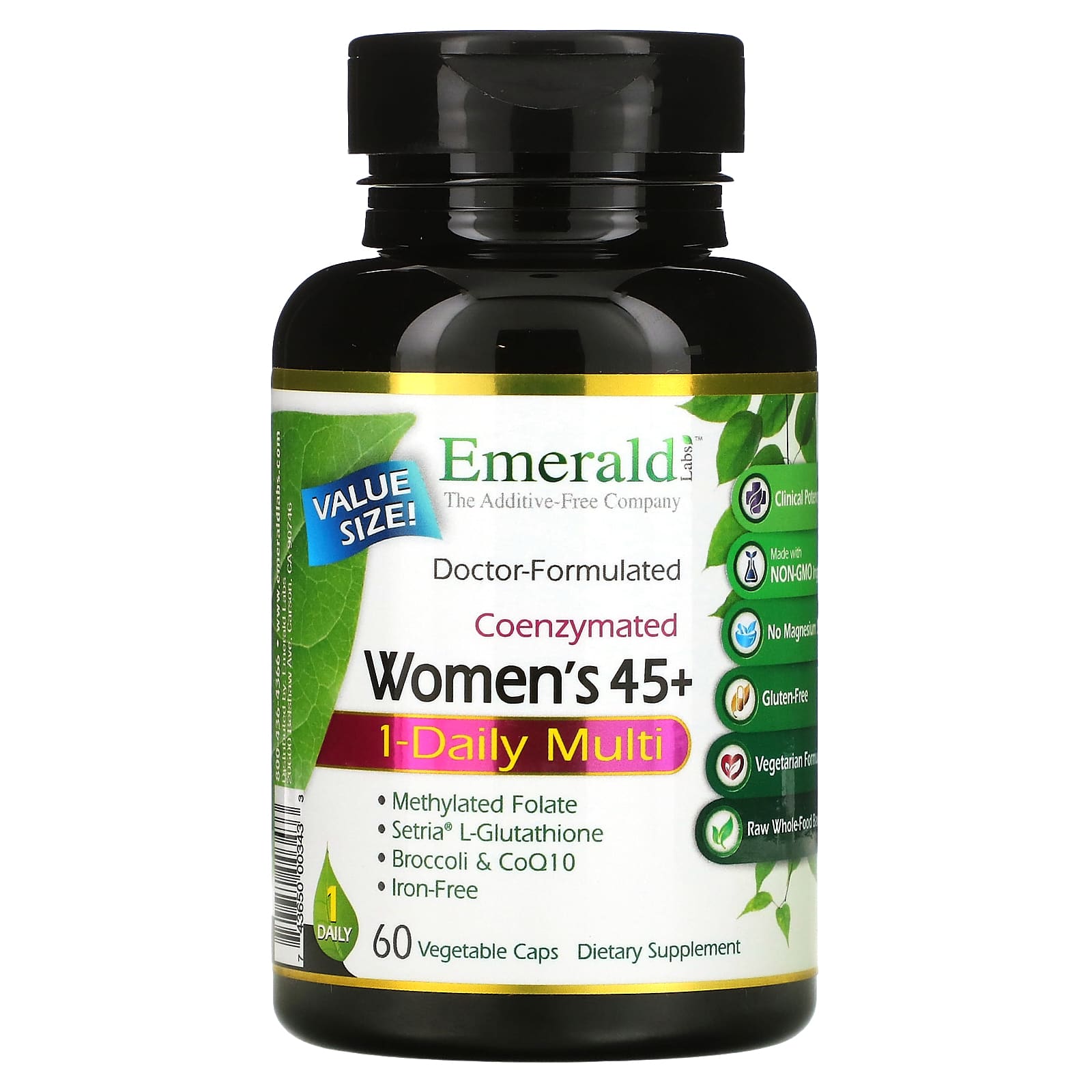 Emerald Laboratories, Coenzymated Women's 45+ 1-Daily Multi, 60 Vegetable Caps UPC 743650003433 | HiLife Vitamins