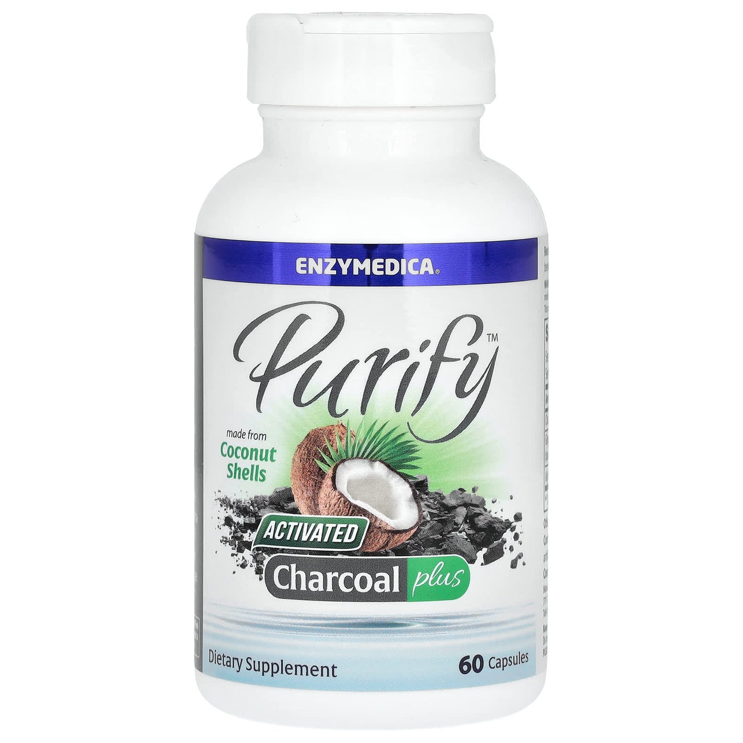 Enzymedica, Purify, Activated Charcoal Plus, 60 Capsules UPC 670480100653 | HiLife Vitamins
