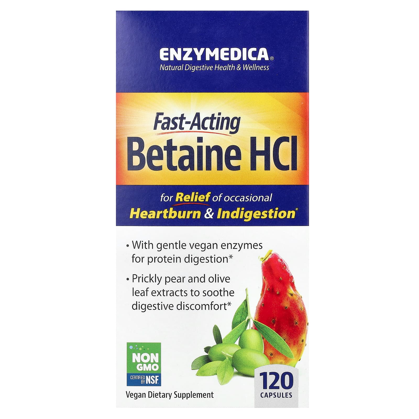 Enzymedica, Betaine HCl, 120 Capsules UPC 670480100813 | HiLife Vitamins