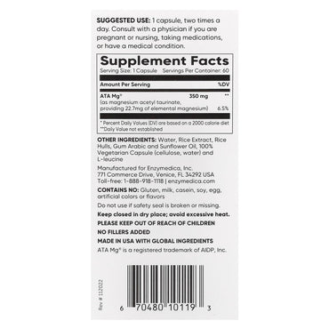 Enzymedica, Magnesium Mind, 60 Capsules UPC 670480101193 | HiLife Vitamins