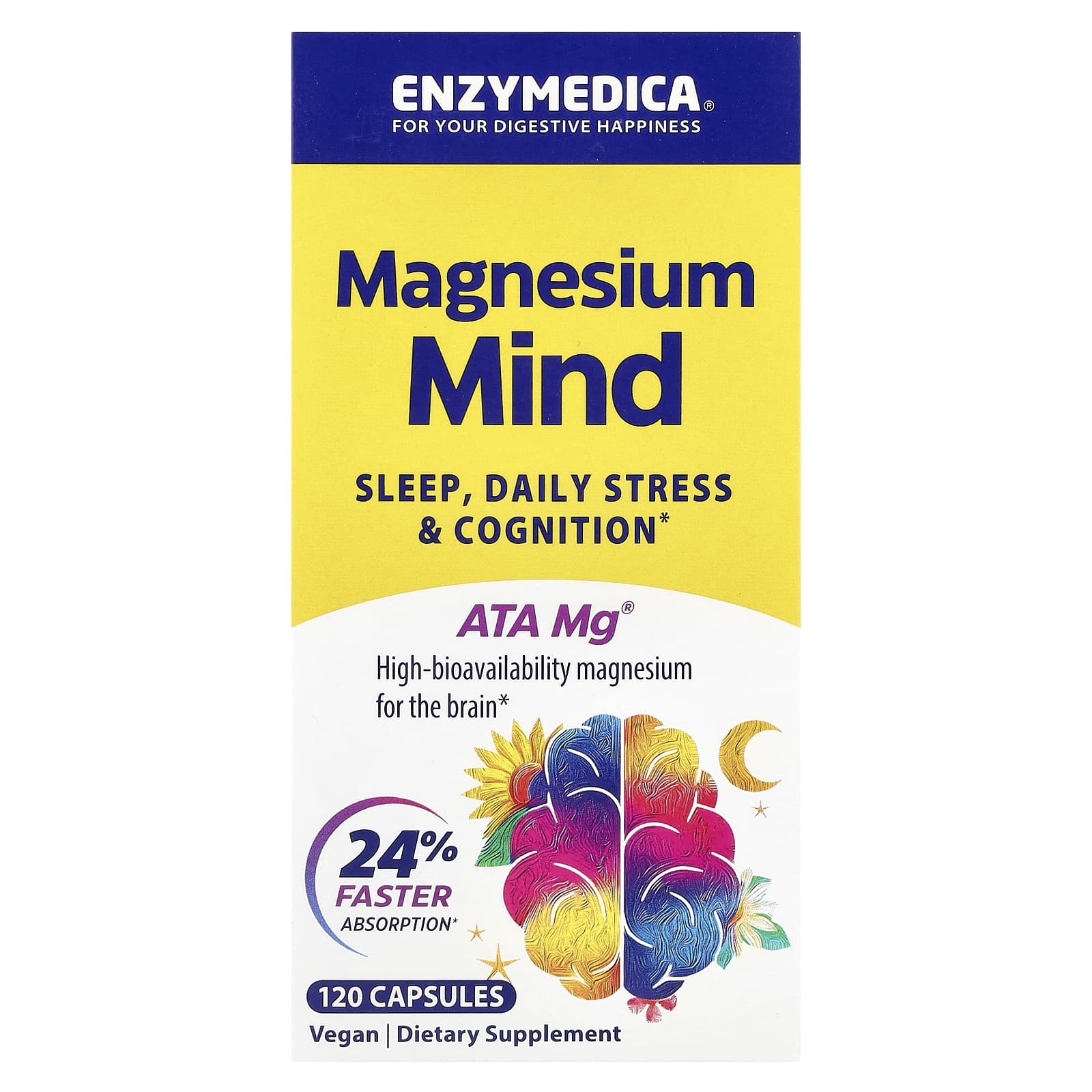 Enzymedica, Magnesium Mind, 120 Capsules UPC 670480101230 | HiLife Vitamins