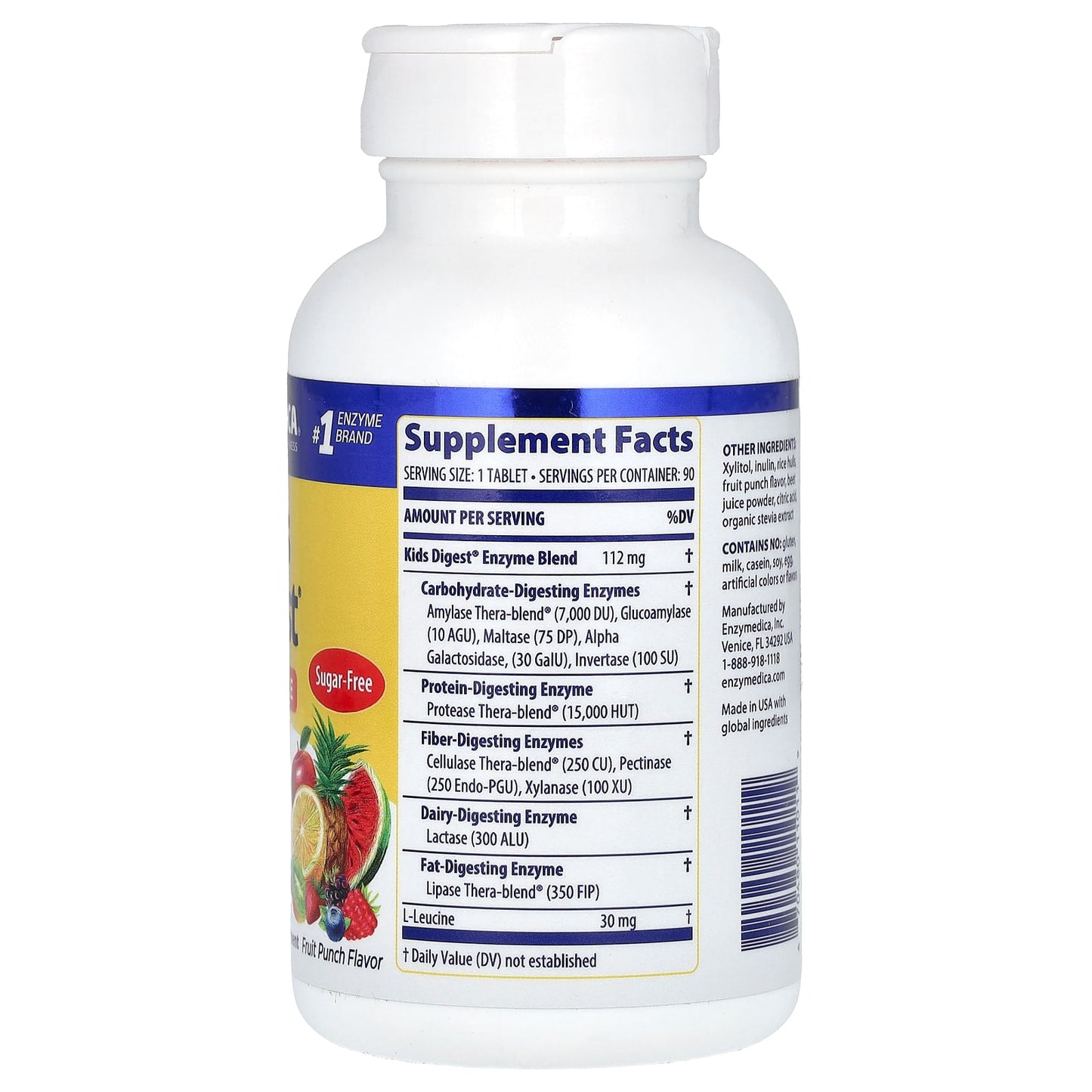 Enzymedica, Kids Digest Fruit Punch, 90 Chewables UPC 670480110119 | HiLife Vitamins