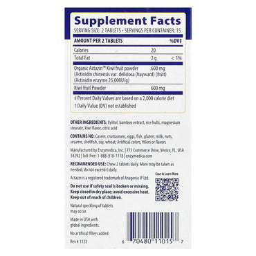Enzymedica, Kiwi Regularity, 30 Relief Chews UPC 670480110157 | HiLife Vitamins