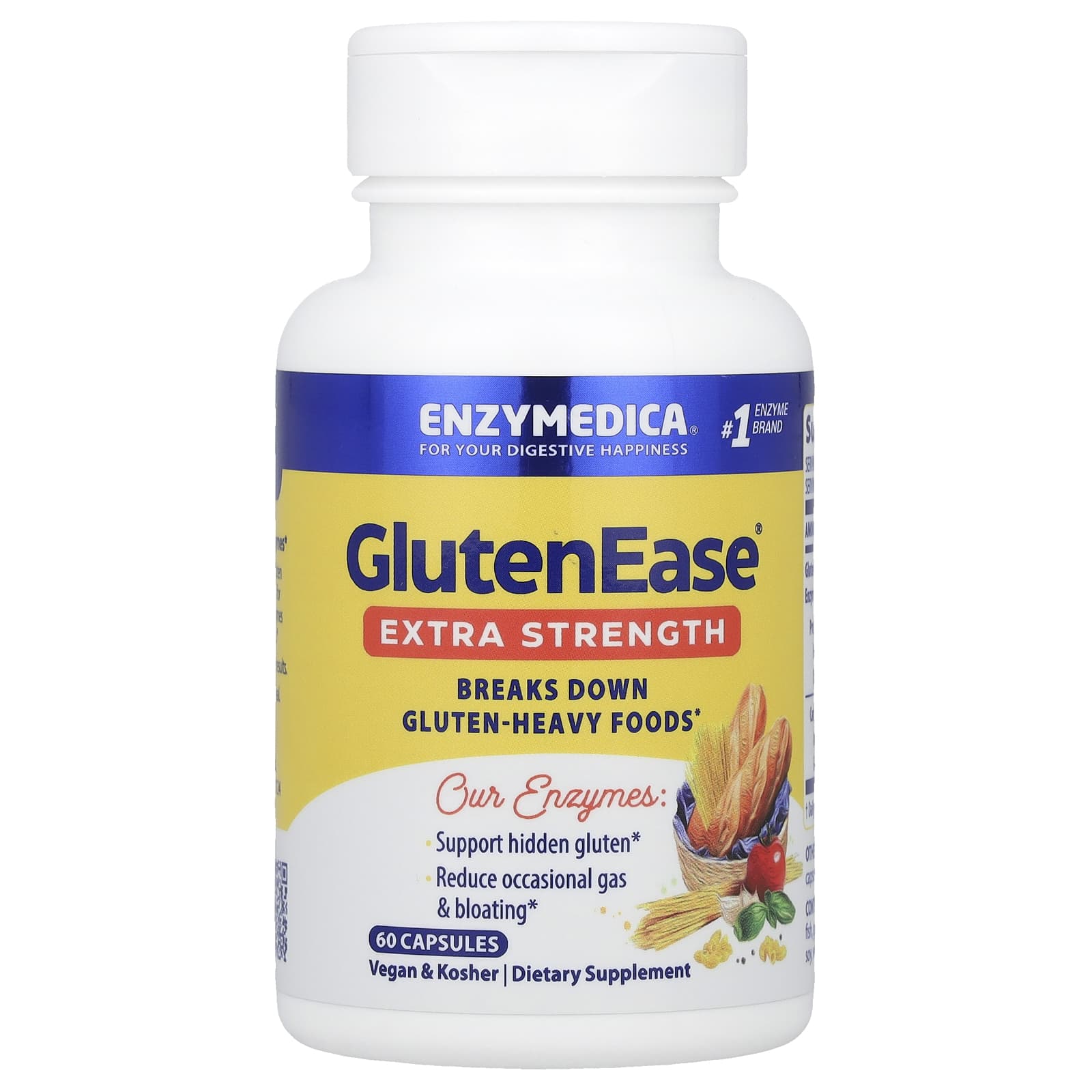 Enzymedica, GlutenEase Extra Strength, 60 Capsules UPC 670480120118 | HiLife Vitamins