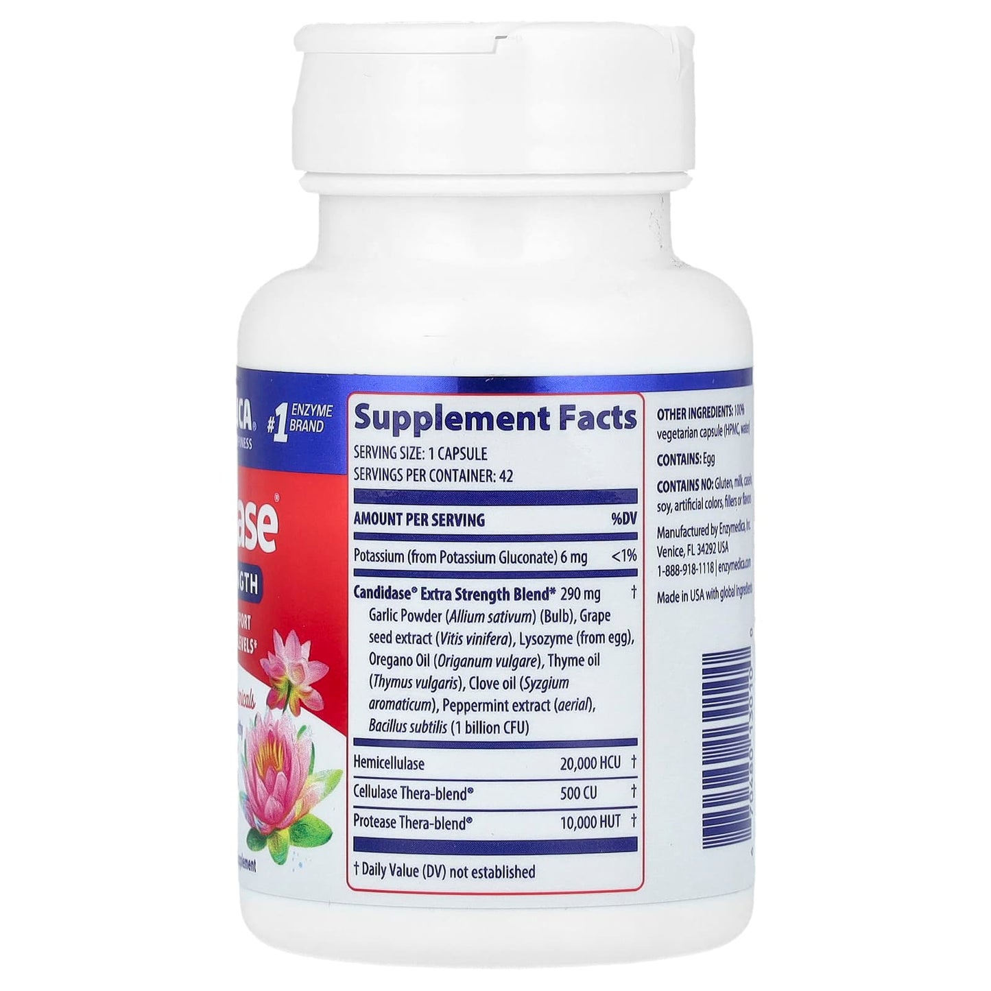 Enzymedica, Candidase Extra Strength, 42 Capsules UPC 670480130100 | HiLife Vitamins