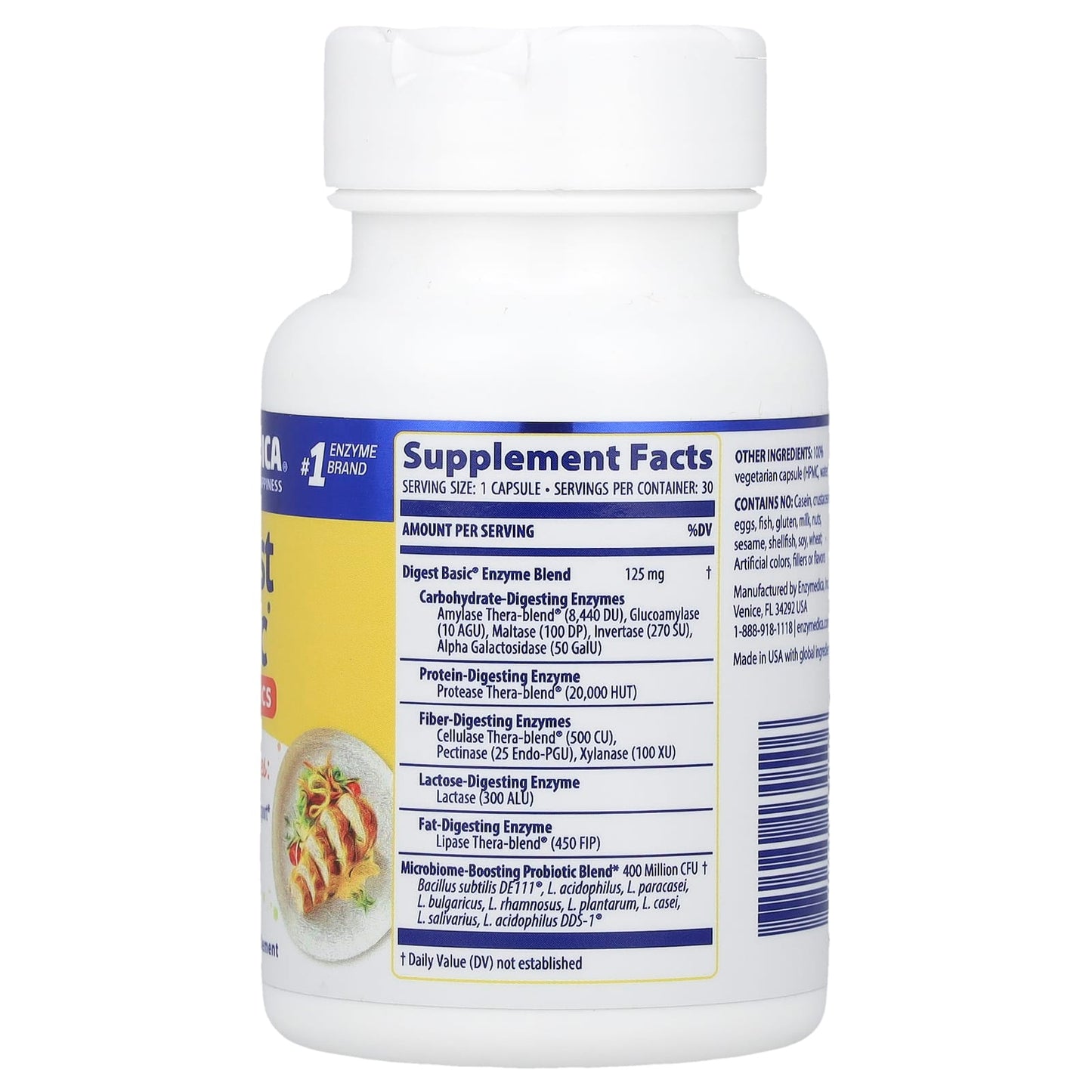 Enzymedica, Digest Basic + Probiotics, 30 Capsules UPC 670480130506 | HiLife Vitamins