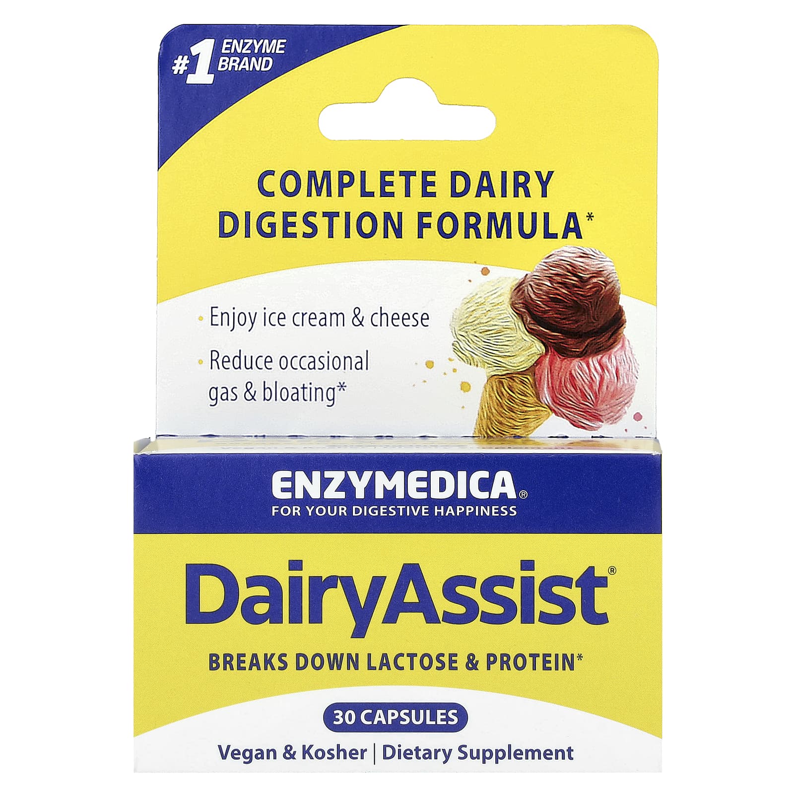 Enzymedica, DairyAssist, 30 Capsules UPC 670480140505 | HiLife Vitamins