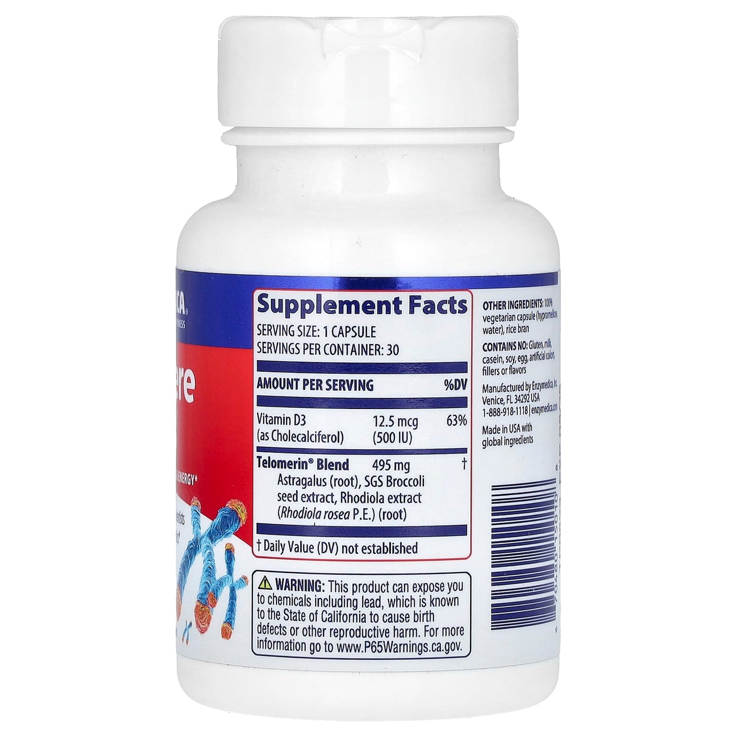 Enzymedica, Telomere Plus, 30 Capsules UPC 670480150108 | HiLife Vitamins