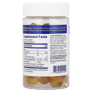 Enzymedica, Ginger & Vitamin B6 Gummies, 60 Gummies UPC 670480201299 | HiLife Vitamins