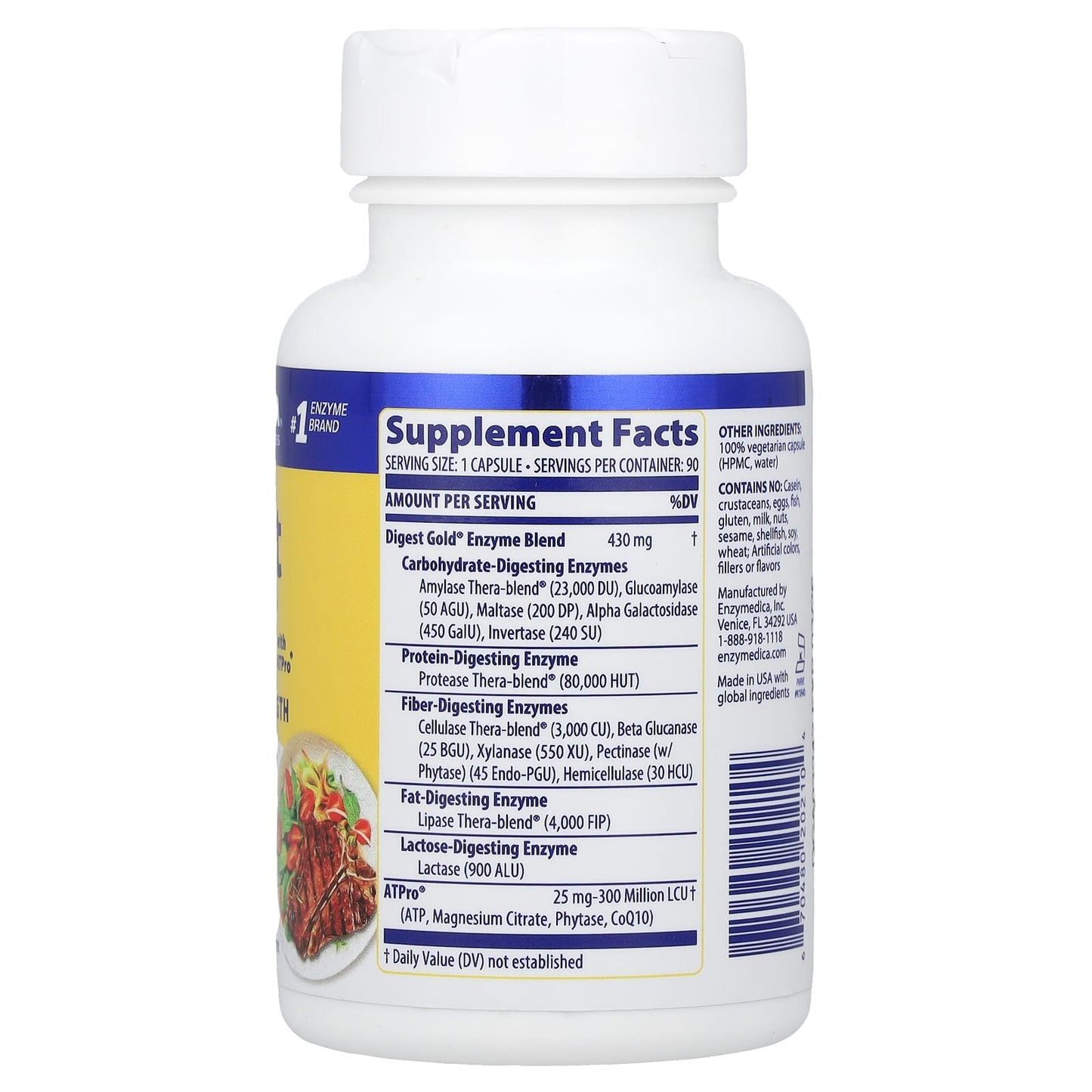 Enzymedica, Digest Gold, 90 Capsules UPC 670480202104 | HiLife Vitamins