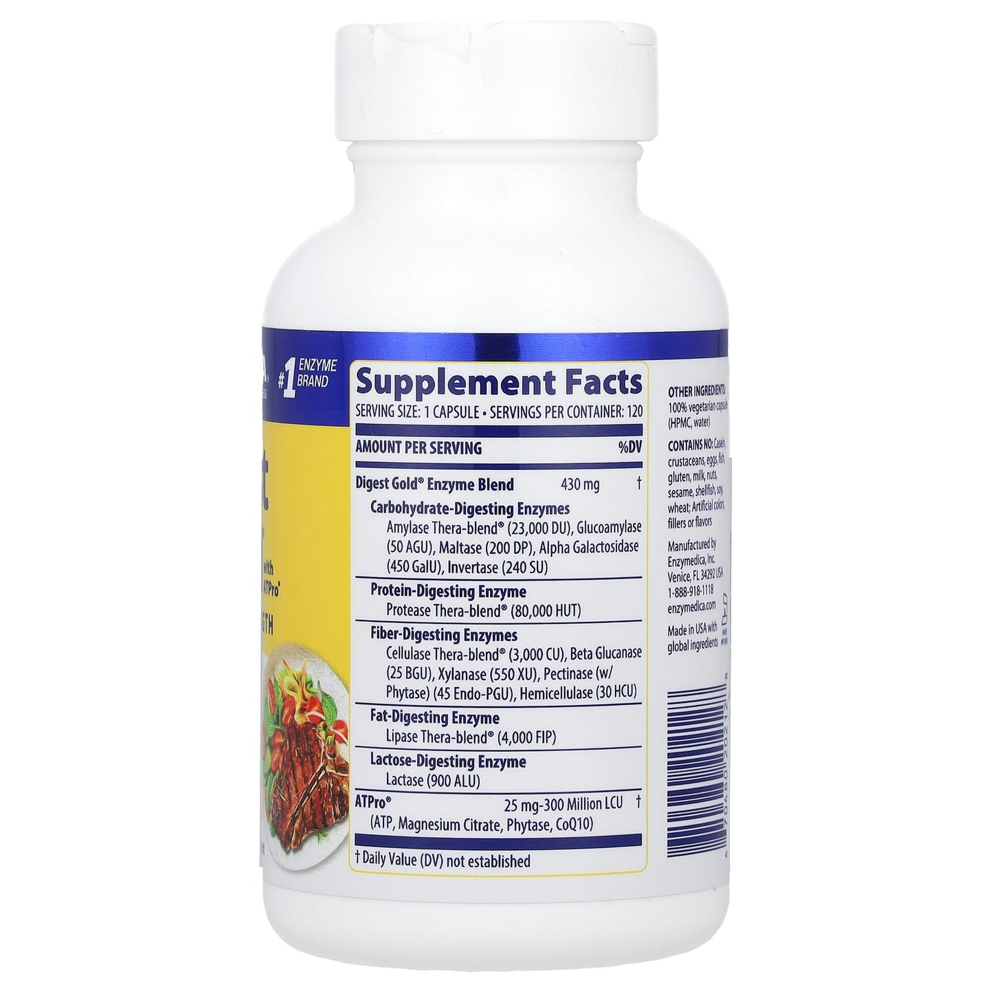 Enzymedica, Digest Gold, 120 Capsules UPC 670480202128 | HiLife Vitamins