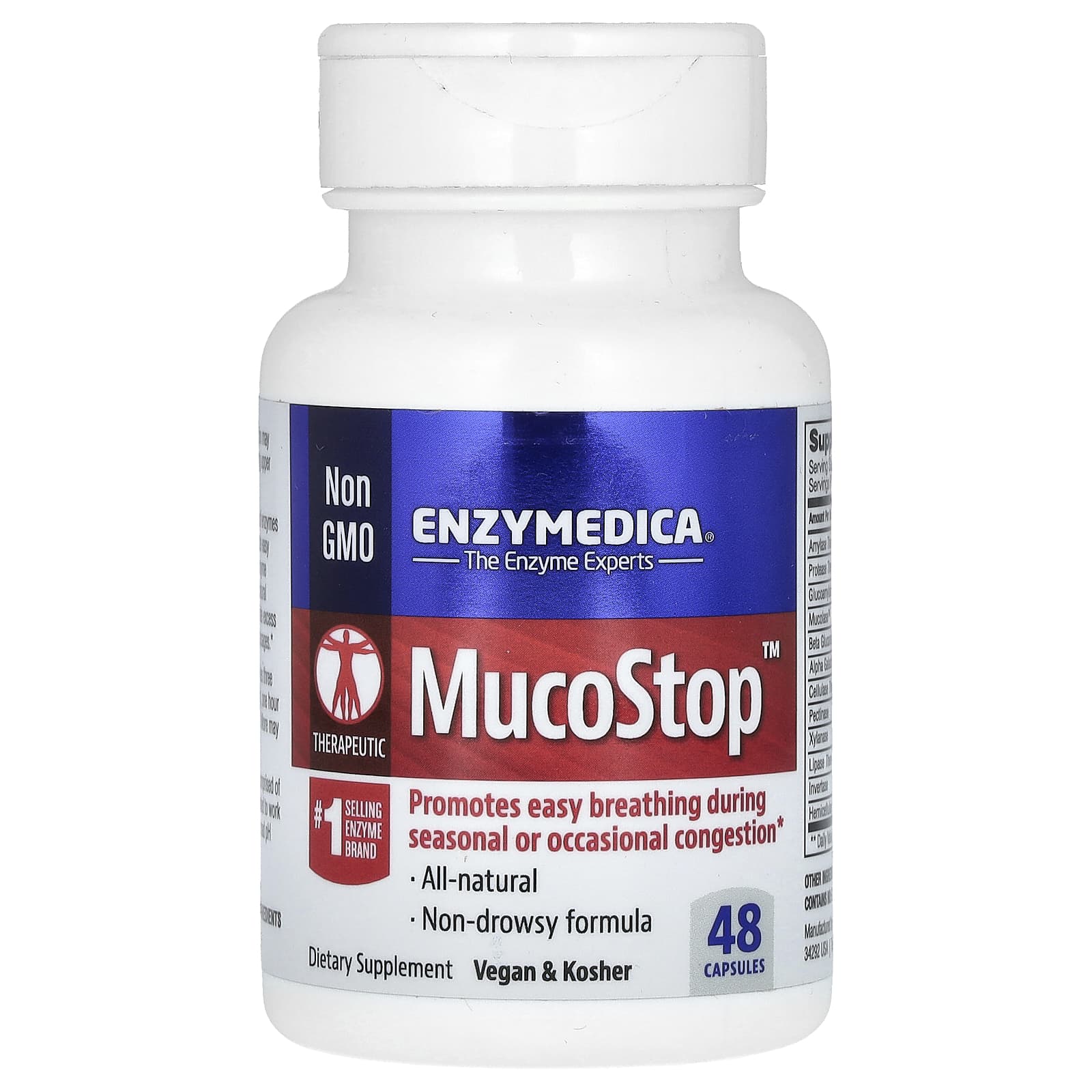 Enzymedica, Mucostop, 48 Capsules UPC 670480241103 | HiLife Vitamins