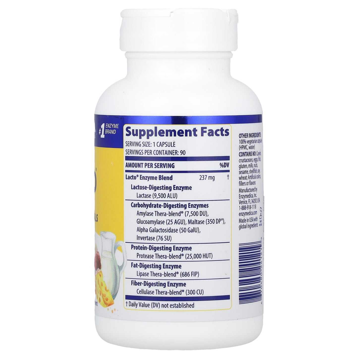 Enzymedica, Lacto, 90 Capsules UPC 670480241219 | HiLife Vitamins