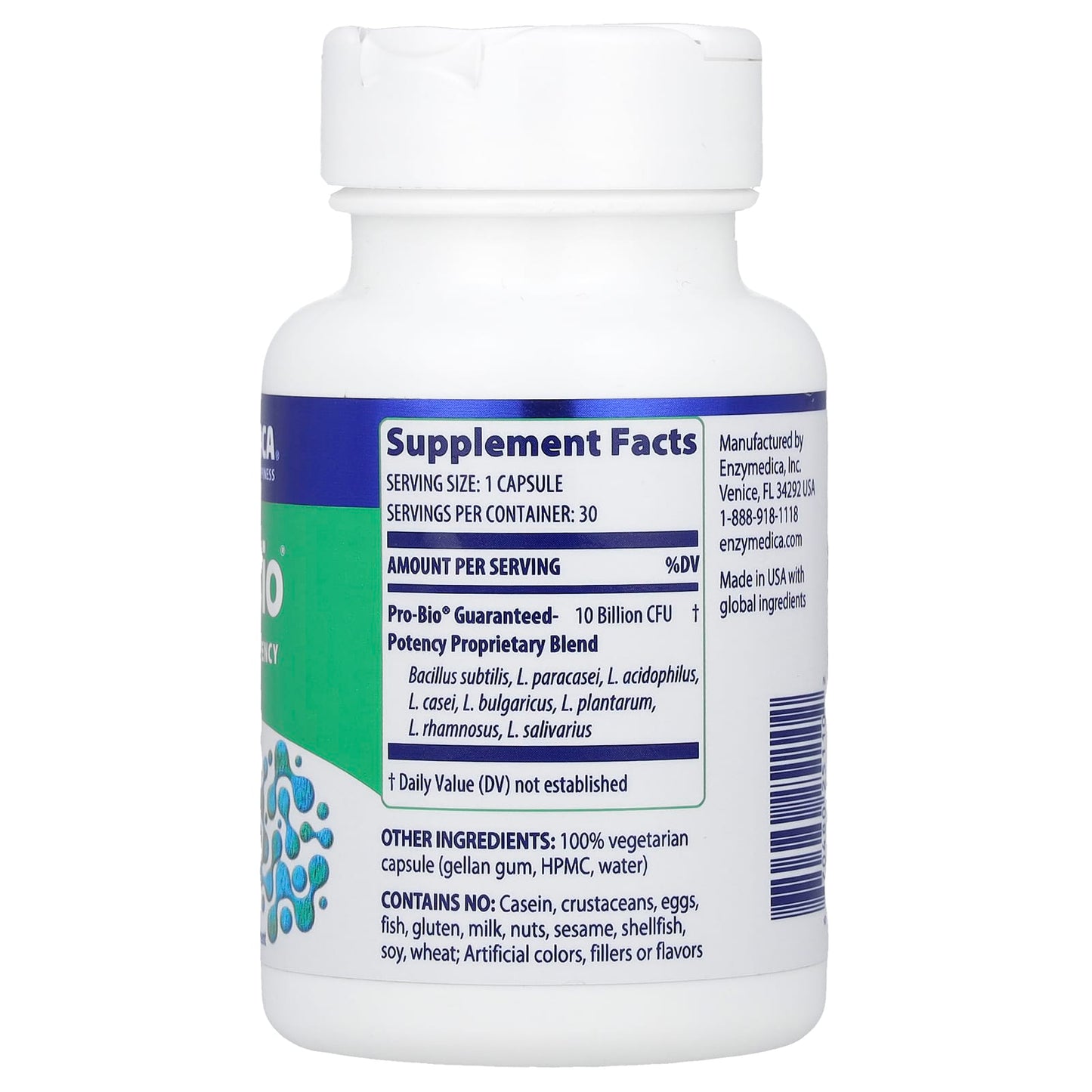 Enzymedica, Pro-Bio, 30 Capsules UPC 670480251102 | HiLife Vitamins