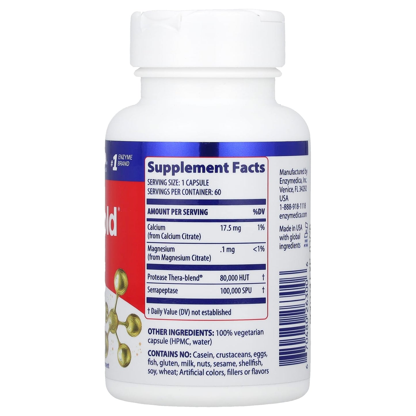 Enzymedica, Serragold, 60 Capsules UPC 670480263006 | HiLife Vitamins