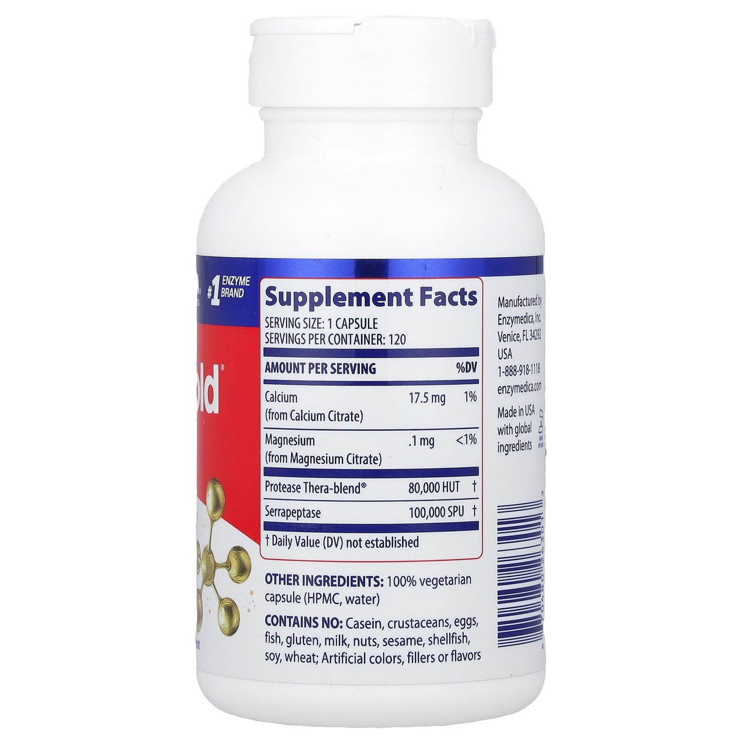 Enzymedica, Serragold, 120 Capsules UPC 670480263013 | HiLife Vitamins