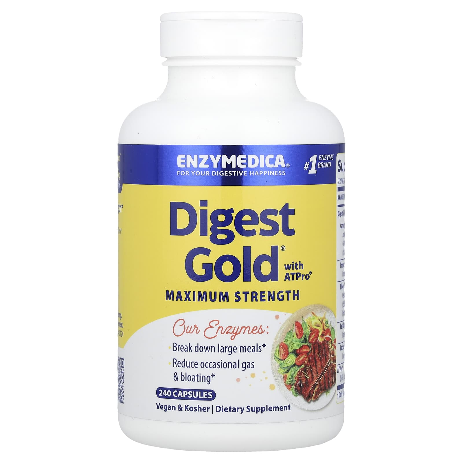 Enzymedica, Digest Gold With ATPRO, 240 Capsules UPC 670480272107 | HiLife Vitamins