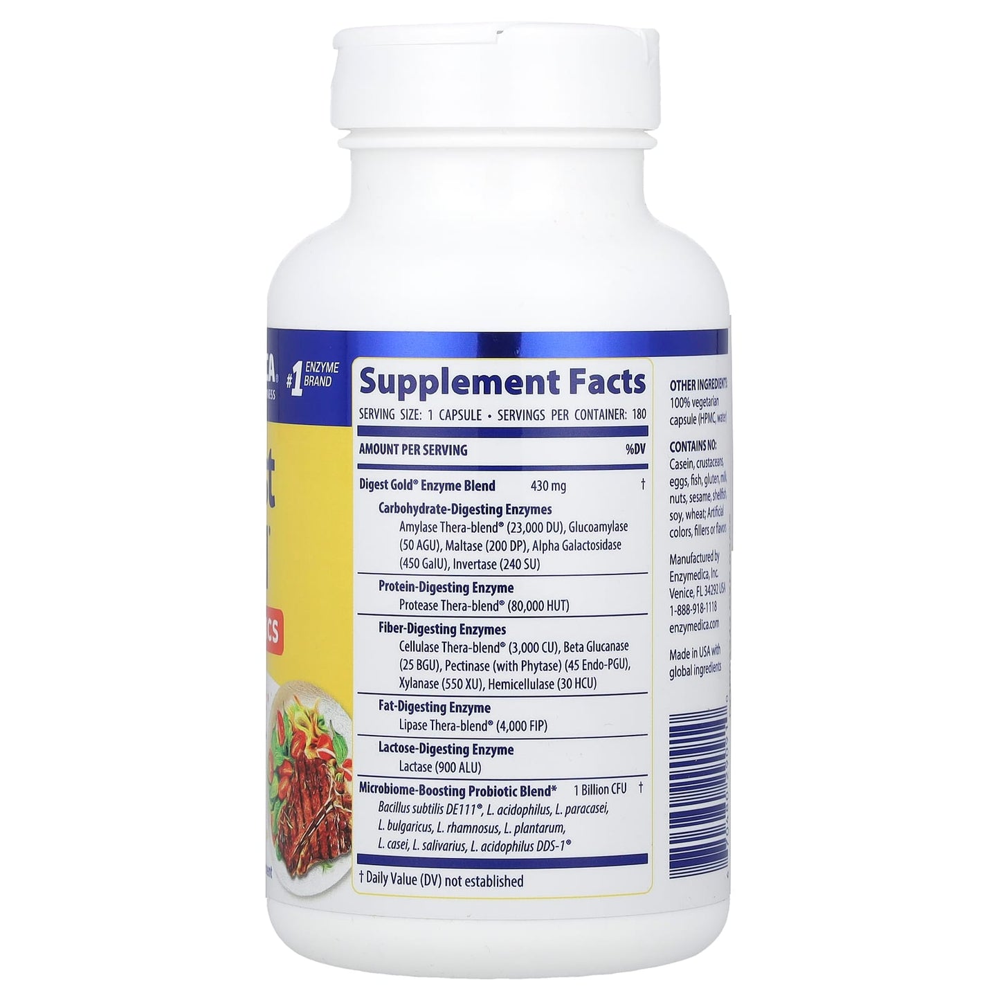Enzymedica, Digest Gold + Probiotics, 180 Capsules UPC 670480290910 | HiLife Vitamins