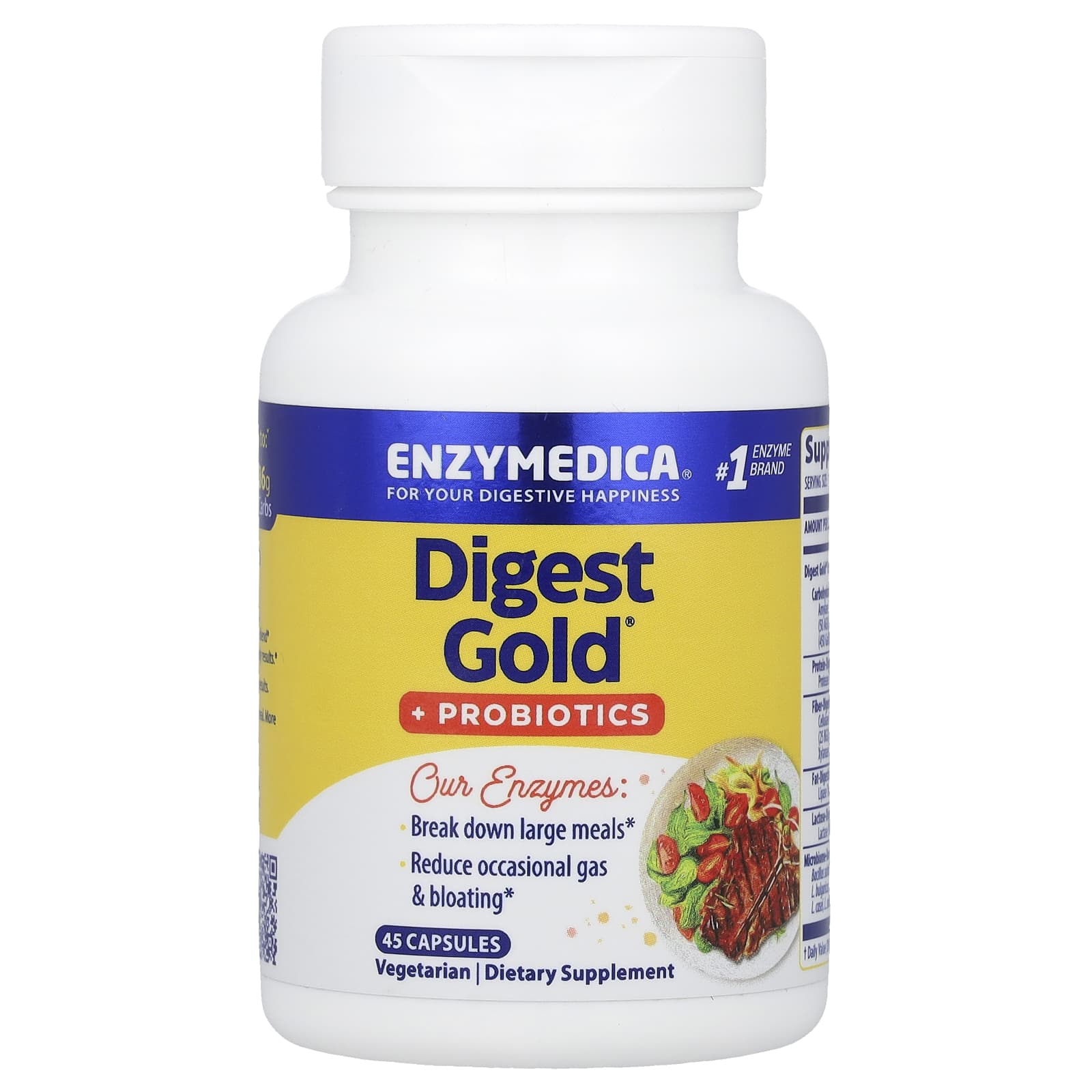 Enzymedica, Digest Gold + Probiotics, 45 Capsules UPC 670480291108 | HiLife Vitamins