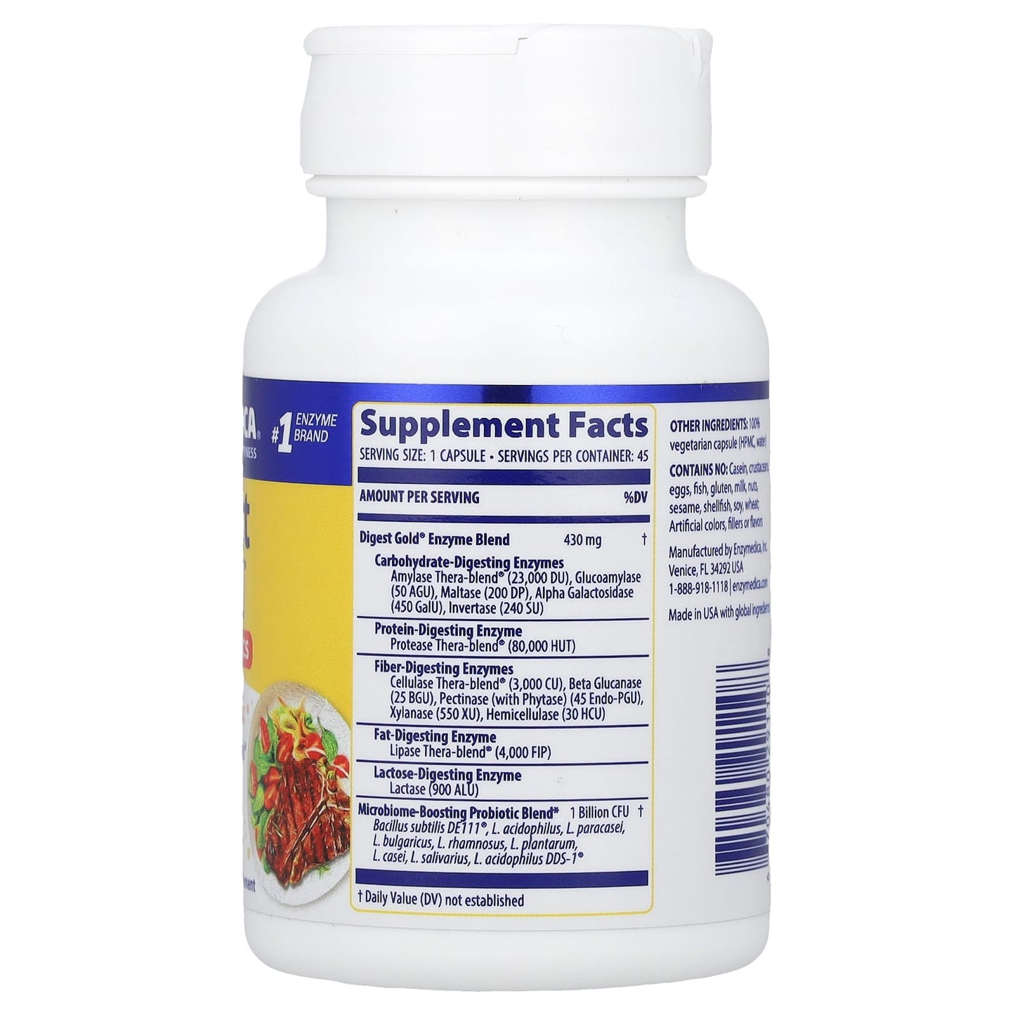 Enzymedica, Digest Gold + Probiotics, 45 Capsules UPC 670480291108 | HiLife Vitamins