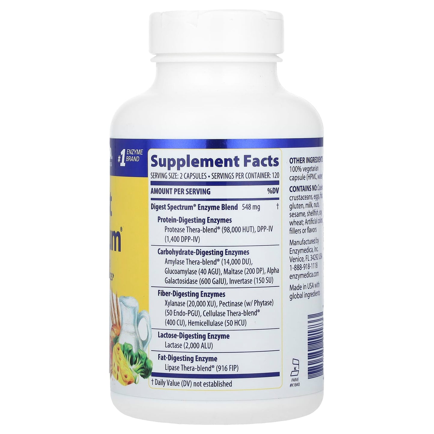 Enzymedica, Digest Spectrum, 240 Capsules UPC 670480291733 | HiLife Vitamins