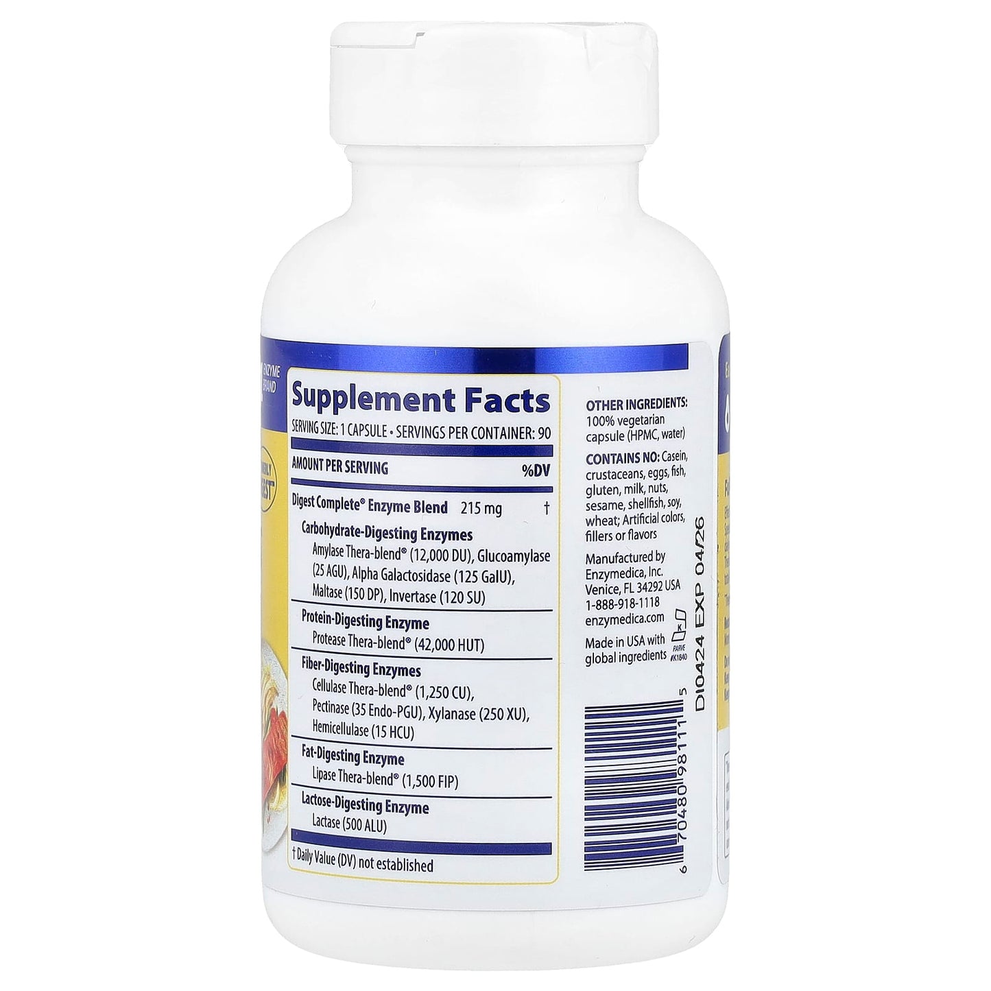 Enzymedica, Digest Complete®, 90 Capsules UPC 670480981115 | HiLife Vitamins