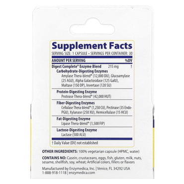 Enzymedica, Digest, 30 Capsules UPC 670480981139 | HiLife Vitamins