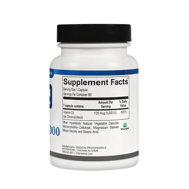 Essential Professionals, Vitamin D 5000 IU, 60 Capsules UPC 860012213511 | HiLife Vitamins