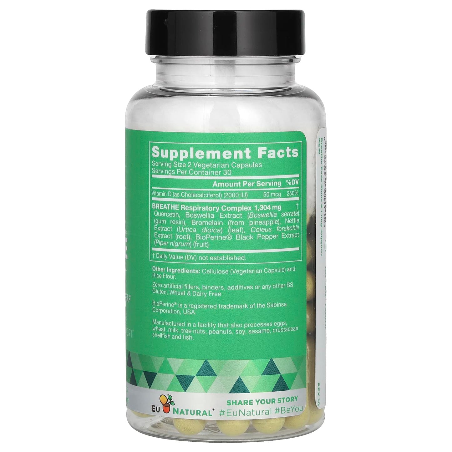 EU Natural, Breathe Ease, Quercetin & Nettle Leaf, 60 Vegetarian Capsules UPC 855244008141 | HiLife Vitamins