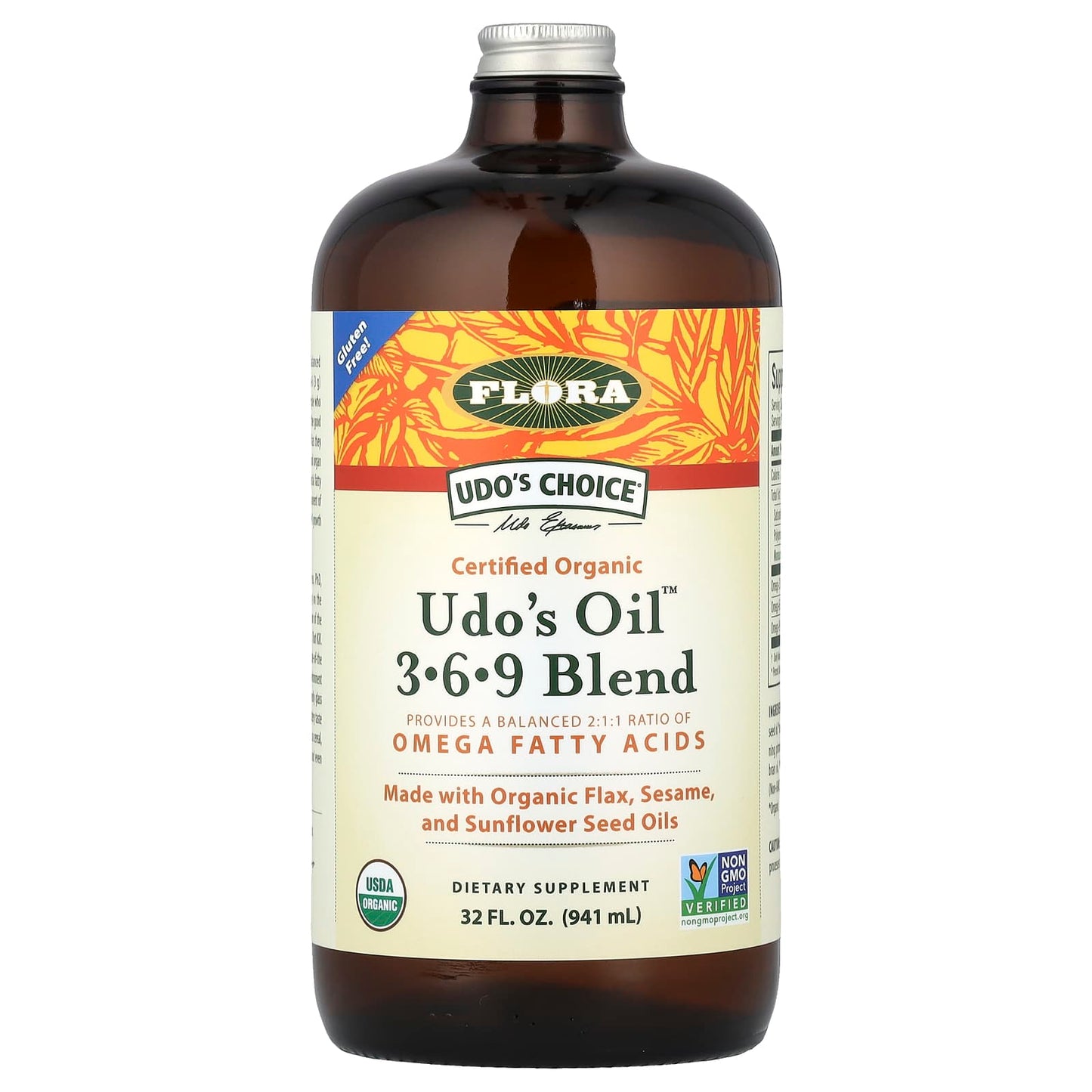 Flora, Udo's Choice®, Udo's Oil™ 3-6-9 Blend, 32 fl oz (941 ml) UPC 061998679890 | HiLife Vitamins
