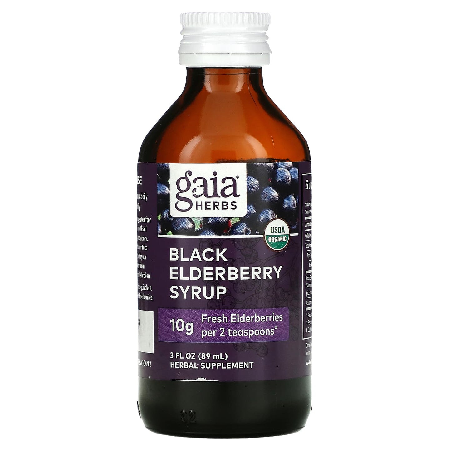 Gaia Herbs, Black Elderberry Syrup, 3 Oz Syrup UPC 751063151900 | HiLife Vitamins